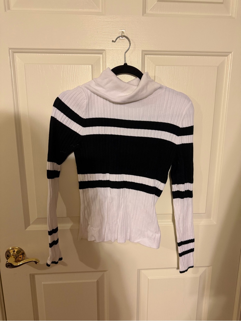 Evereve Black & White Striped Cowl Neck Sweater